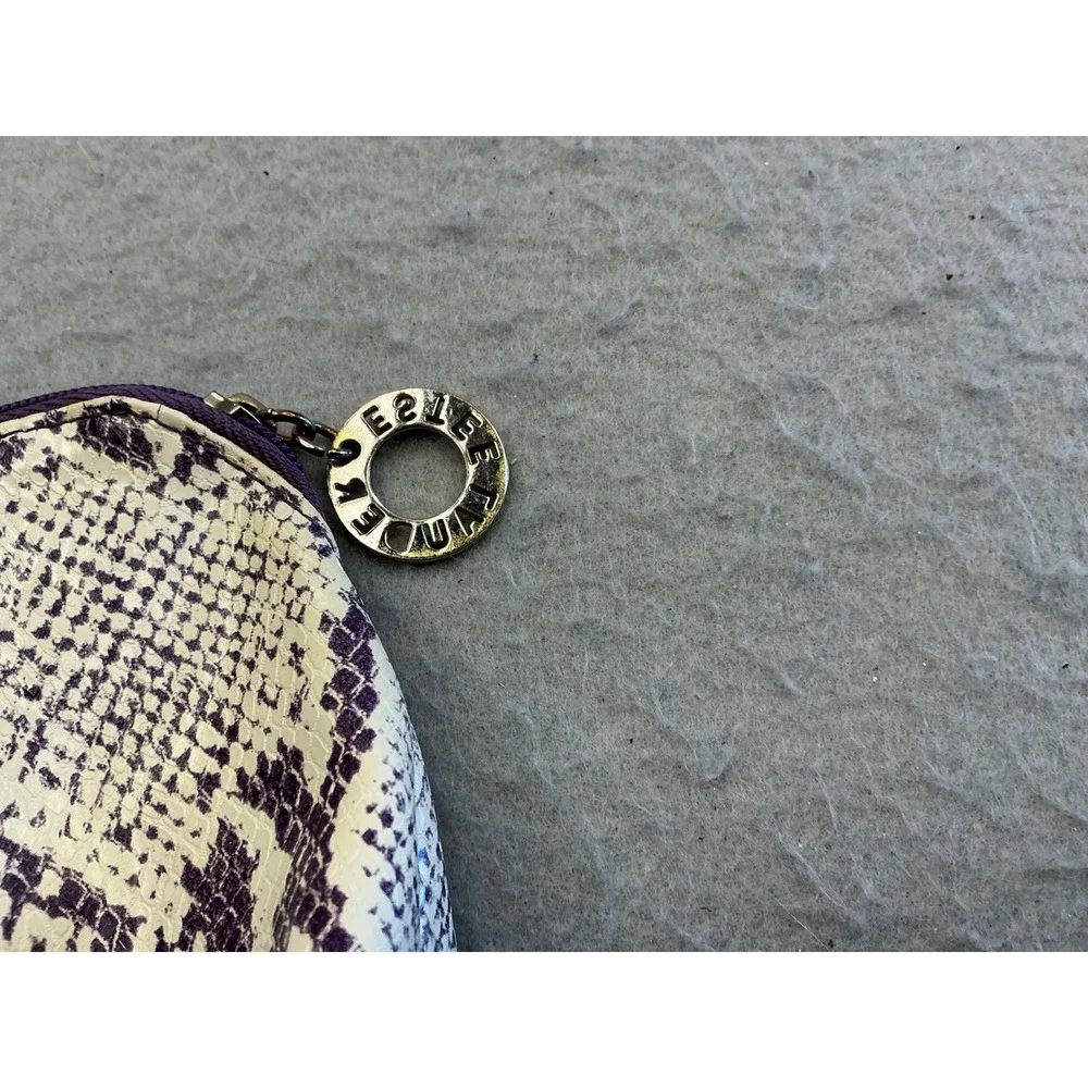 Estee Lauder Cosmetic Bag Faux Snakeskin Purple Cream Makeup Pouch Travel Case